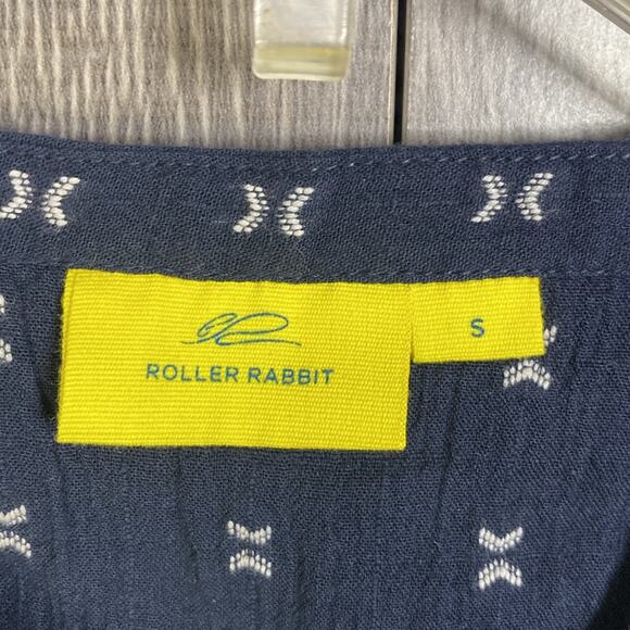 Roller Rabbit Navy Embroidered Cotton Mini Dress Women's Small - Picture 5 of 8